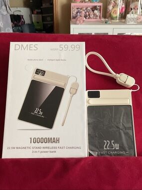 10000mAh 22.5W Magnetic Stand Wireless Power Bank - Cream
